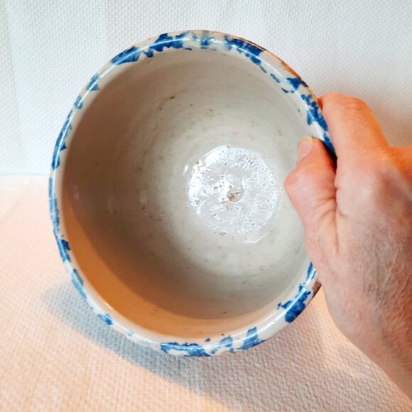 Iconic Spongeware Bowl in Mottled Blue and Brown, 7 1/2" W, 4 1/2" T - Picture 4 of 4